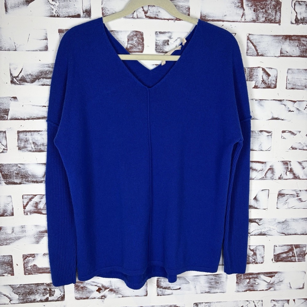 Soft Surroundings Woman's Cashmere Sweater Size S Cobalt Blue Oversized Comfy
